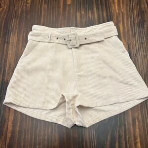 Altar'd State Cream Corduroy Belted Shorts Size M